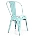 Best Choice Products Set of 4 Stackable Industrial Distressed Metal Bistro Dining Side Chairs for Home, Dining Room, Café - Blue