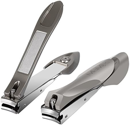 MaMix Nail Clipper Set Fingernail and Toenail Cutter with Catches 2 PC Clippers Kit for Thick