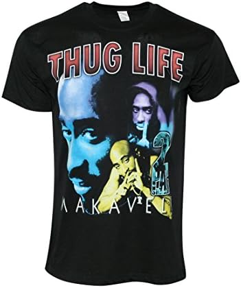 FLEA ALLEY Mens Vintage Hip Hop Printed T-Shirts Tupac Thug Life(M, Black)
