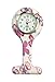 Round Silicone Nurse FOB Watch Pack of 10,Women Floral Clip-on Fob Brooch Hanging Pocket Watch