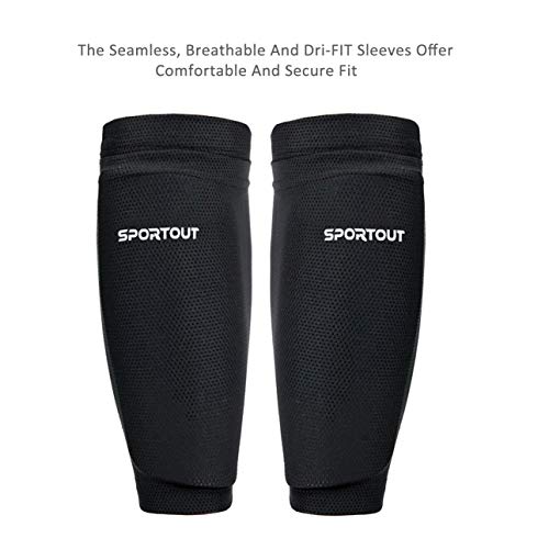 image for Sportout Adult Youth Kids Soccer Shin Guards,Comprehensive Protection 