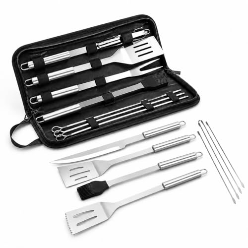 9-Piece Barbecue Tool Set Stainless Steel Barbecue Gloves Set of Tools Double Heat Resistant Oven Gloves for Barbecue Grilling Baking Fireplace