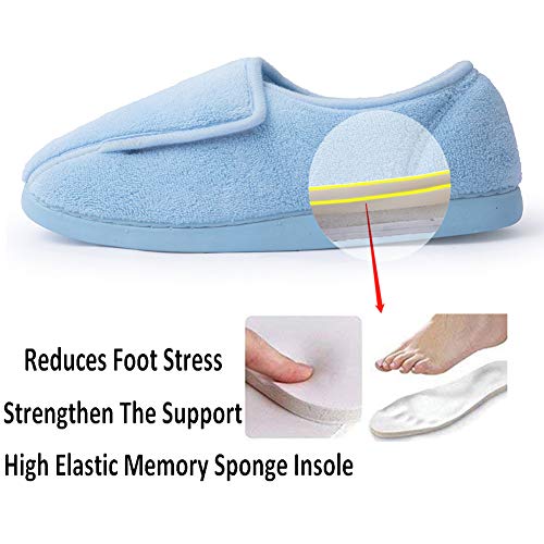 Women Diabetic Slippers Arthritis Edema Memory Foam Closed Toed Slippers, Blue, 9 D(M) US