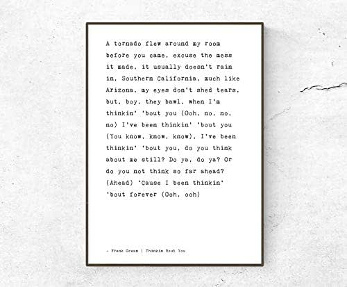 Frank Ocean/Thinkin' Bout You Lyrics INSPIRED Poster/Print