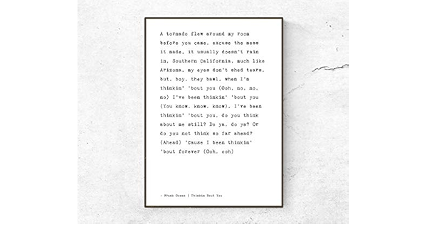 Amazon Com Frank Ocean Thinkin Bout You Lyrics Inspired Poster Print Handmade