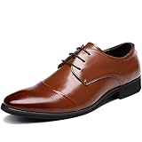 OUOUVALLEY Lace Up Patent Leather Oxford Dress Shoes Formal Wedding Shoes 8808 (12 D(M)US, Brown)