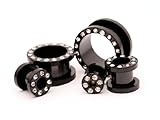 Black Steel Cz Screw on Tunnels - 0g - 8mm - Sold As a Pair