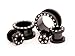 Black Steel Cz Screw on Tunnels - 0g - 8mm - Sold As a Pair