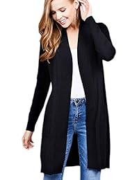FASHIONOLIC - Cárdigan de manga larga para mujer, liso, suave, elástico, abierto