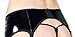 DARQUE Womens PVC Rubber Look Black Garterbelt (Medium)