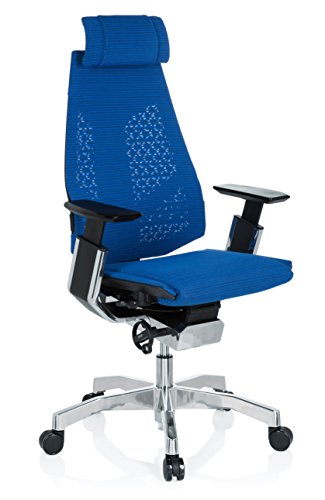 HJH-Office-652604-Sedia-Executive-Genidia-PRO-Tessuto-a-Rete-Blu-Sedia-da-Ufficio-ergonomica-Cromato