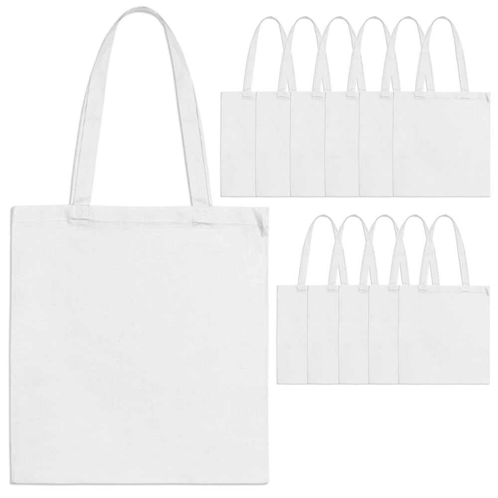 MR.R 12 Pcs Sublimation Blanks Canvas Polyester Bag for Heat Press Printing, 14"x16"(White)