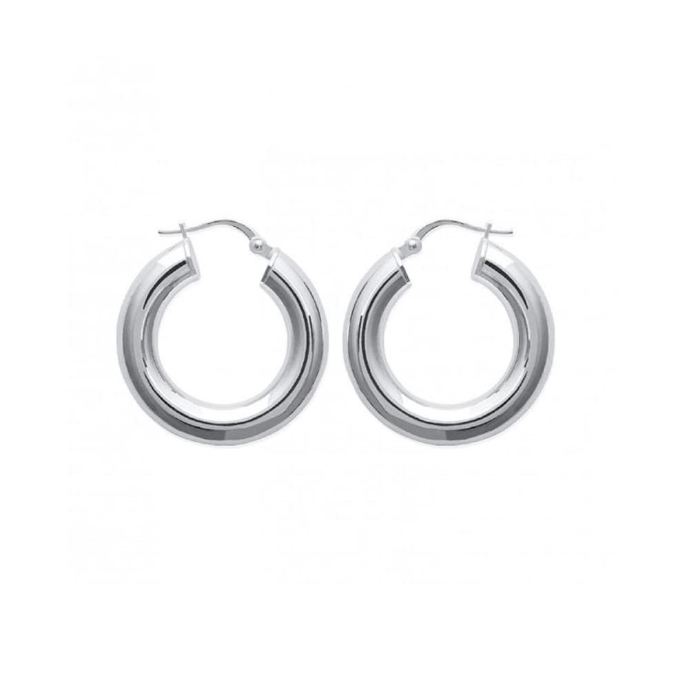 TreasureBay 5mm x 25mm Bold Thick Shiny Huggie Hoop Earrings 925 Sterling Silver Chunky Hoop earrings for Women and Girls