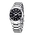 Men's Unique Analog Quartz Waterproof Business Casual Stainless Steel Band Dress Wrist Watch Classic Design Calendar Date Window Wristwatch Black