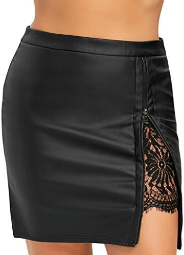 AmyDong Ladies Dress Lace Patent Leather Skirt Girls Leather Uniform Skirt Mini Dress
