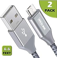 BrexLink Micro USB Cable Android, Micro USB to USB 2.0 Cable (2-Pack,6.6Ft) Nylon Braided Sync and Fast Charging Cable for Samsung, Kindle, Android Smartphones, Galaxy S7 Edge, Moto G5, PS4 (Grey)