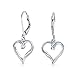 Open Heart Shaped Romantic 925 Sterling Silver Dangle Lever back Earrings For Women For Girlfriend 1.5 Inches