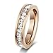 Fashion Month Womens Stainless Steel Rose Gold Wedding Ring Channel Set Cubic Zirconia Engagement Eternity Band for Her Size 6