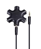 Earphone Splitter,6-Jack Headphone Earphone Stereo Audio Splitter Mix Songs AUX Ports Adapter for Mp3 Movie Gaming Sharing Music and Mixing Sounds (Black)