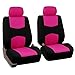 FH GROUP FH-FB050114 Full Set Flat Cloth Car Seat Covers, Pink / Black - Fit Most Car, Truck, Suv, or Van