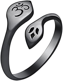 Womens Awesome 14K Black Gold Plated Bypass Om &amp; Lotus Ring-Adjustable Toe Ring For Womens