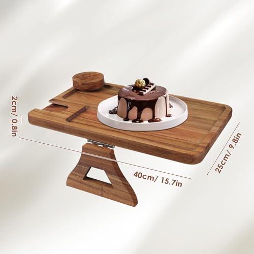 Comfoyar Sofa Arm Tray, Wooden Table Armrest Clip Sofa with Wine Glasses Holder, Folding Sofa Table with Phone Holder Rotatable 360°, Sofa Tray for Appetizers Drinks Remote Control