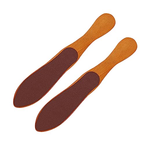 MUCKLILY 2Pcs Wood Pedicure Tool Double Sided Bottle Shaped Foot Brush for Removal Comfortable Grip Durable Design for Home Professional Use