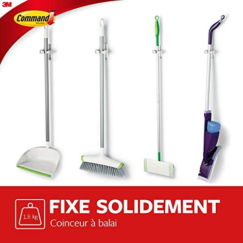Command Broom Stopper - 1 Hook, 2 Adhesive Tabs - Storage for Brooms and Mops - Damage Free Attachment