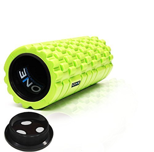3.3 One Trigger Point Deep Tissue Massage Foam Roller for Physical Therapy Fitness Stretching Tridimensional Surface and Free Guide to Myofascial Release (Lime Green Caps)