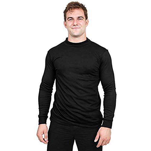 Utopia Wear Men's Cotton Blend Mock Turtleneck T-Shirt (Small, Black)