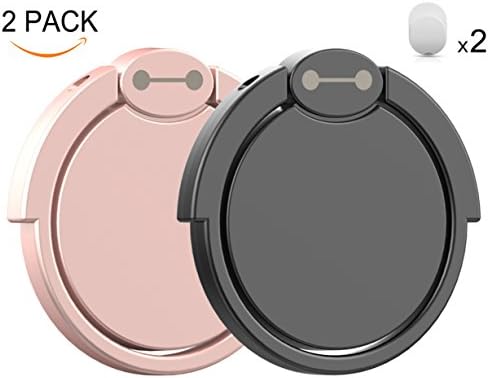 Phone Ring Holder,360° Rotation Universal Mobile Phone Finger Ring Stand Grip for iPhone 7 7 Plus 6s 6 Plus, Samsung Galaxy S6 S7, Note, LG (Black-Pink)