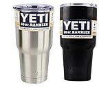 Yeti Rambler Tumbler Cups with Lids, 30 oz, Set of 2-Black+Stainless Steel