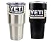 Yeti Rambler Tumbler Cups with Lids, 30 oz, Set of 2-Black+Stainless Steel