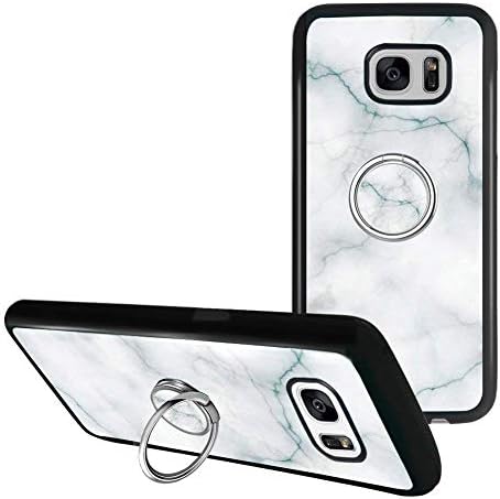 Grey Marble Samsung Galaxy S7 Phone Case with Ring Holder Kickstand, Heavy Duty Armor Protective Soft TPU Bumper Shell Cover for Samsung Galaxy S7