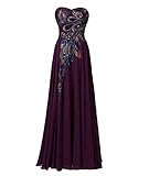 Exlinalesha Women's A-line Prom Dress Embroidery Evening Gown ELF001