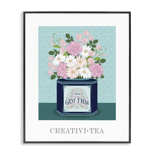 Stupell Industries Creativi-tea with Encouraging Message Black Framed Giclee Ar…