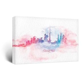 Impressionism Watercolor Style City Landscape of Shanghai