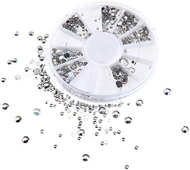 UltaBuild(TM) 4 Differernt Size 3D Nail Art Decoration Glitter Rhinestones DIY Nail Art Diamond Gems Tips+ Wheel
