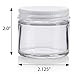 2 oz / 60 ml Clear Thick Glass Straight Sided Jar with White Metal Airtight Lid (12 pack)