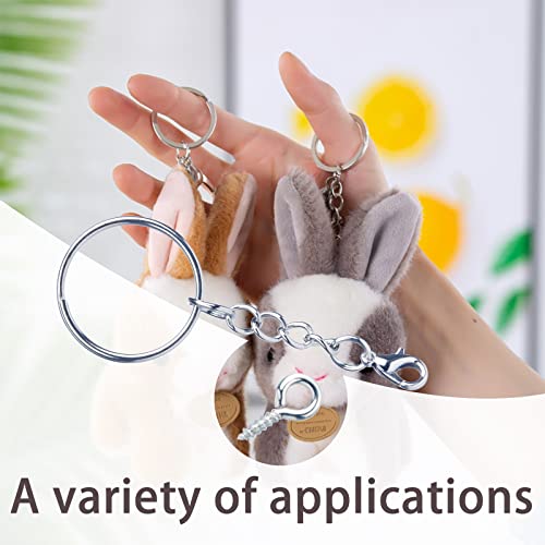 qjuwhua 40 Piezas Anillas Llaveros con Cadena 25mm Metalicas Chaveiro Kit Argollas Llavero Porta Chaves para Hacer Cadena Llavero Bisuteria Artesanías Chaveiro Manualidades DIY Organiza Plateado