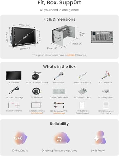 ATOTO A6 Pro A6Y2721PRB 2 DIN Android Car Navigation Stereo 2X Bluetooth with aptX Fast Phone Charging / Ultra Preamp - In Dash Entertainment Multimedia Radio, WiFi, Support 256G SD