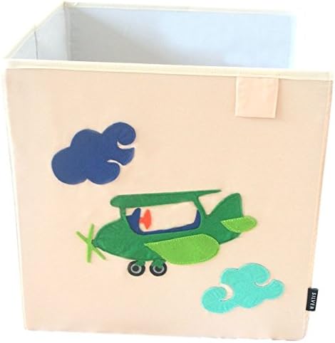 Toy Storage Box Bin Organizer Collapsible, White- 100% Money Back Guarantee (Airplane)