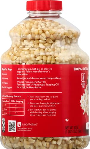 ORVILLE REDENBACHER’S POPCORN KERNELS, WHITE CORN, 4G FIBER PER SERVING, 30 OZ.