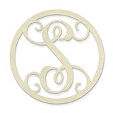 UNFINISHEDWOODCO Single Letter Circle Monogram-S, 19-Inch, Unfinished