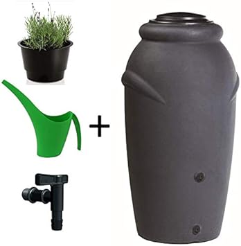 Unbekannt Récupérateur Deau De Pluie Amphore 210 L 360 L Avec Robinet Couvercle Plante En Pot 210l Anthracite