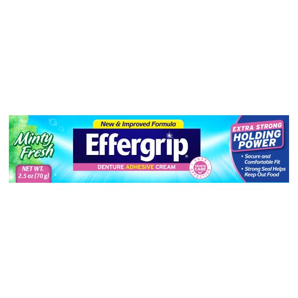 EFFERGRIP DENTURE ADHESIVE CREAM, EXTRA STRONG HOLDING POWER, 2.5 OZ. (PACK OF 6)