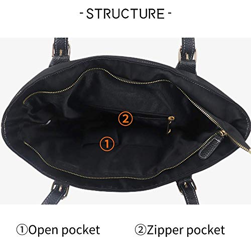 Large Nylon Tote Bags for Women，Women\'s Shoulder Handbags，Over the Shoulder Purse for Work (Dark Black)