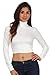 Sakkas 687121 Matte Liquid Mock Neck Turtleneck Long Sleeve Crop Top - Made in USA - Off-White - L
