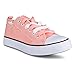 Twisted Kix Low Rise Classic Canvas Fashion Sneakers for Women with Two-Tone Laces, Salmon, 10