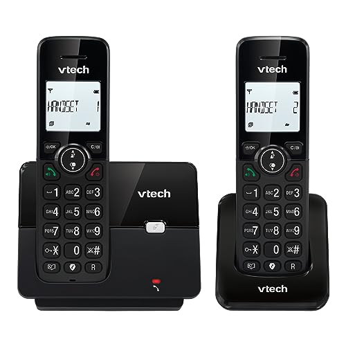 VTech CS2001 Telefono Cordless Casa duo con vivavoce e blocco chiamate, DECT Telefono fisso, identificatore di chiamate, display retroilluminato, tasti grandi, 30 Rubrica nomi e numeri, modalita ECO